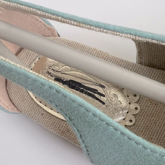 Joyfolie | Flower Embellished Chiffon Tulle Blue Open Toe Ballet Shoes | Girls 6 - Picture 4 of 7